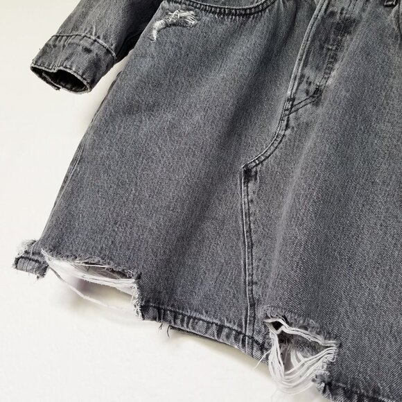 etica x Free People Stormy Skies Black/Washed Gray Lotta Denim Mini Dress S $228 - Picture 14 of 16